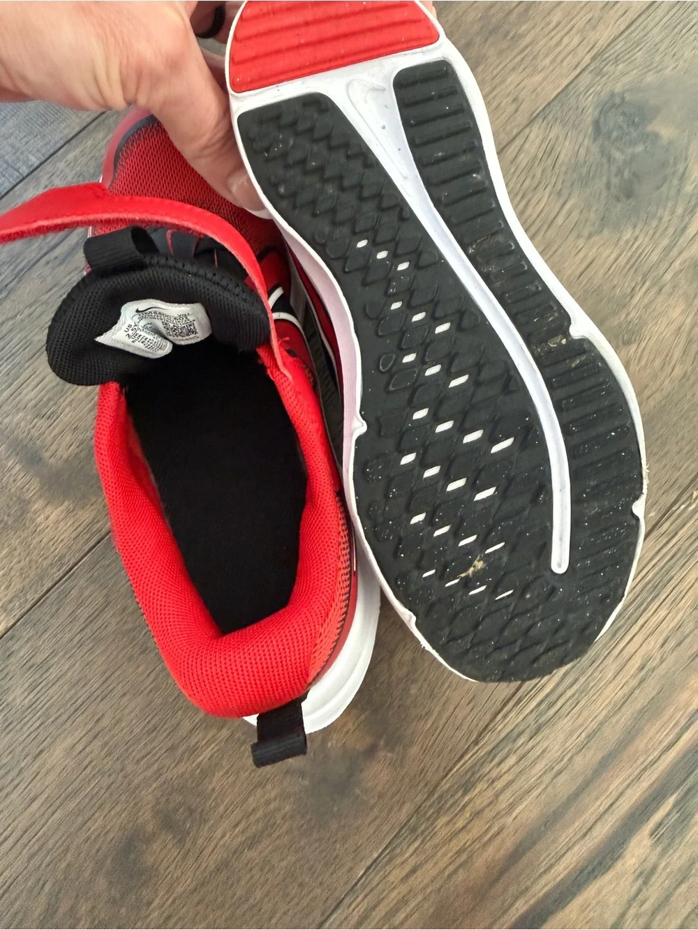 Nike Red and Black Kids' Athletic Sneakers with White Midsole